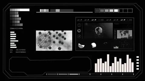 HUD infographic elements with virus and DNA structure. Futuristic user interface Stock Footage 133111252
