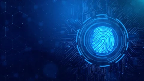 HUD Integrated binary Fingerprint, printed circuit, releasing binary codes Loop Stock Footage 177325403
