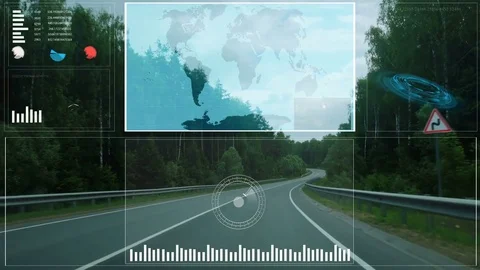 HUD. Intelligent concept of wireless communication network and crew cabin. Stock Footage 78591220