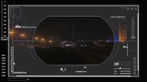 HUD. Intelligent concept of wireless communication network and crew cabin. Video stock 85454314