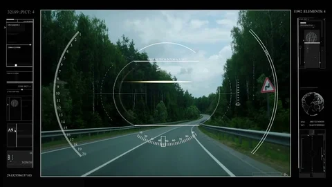 HUD. Intelligent concept of wireless communication network and crew cabin. Видео 85454701