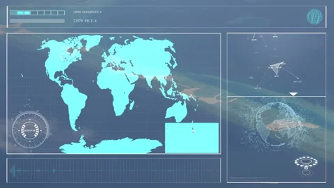 HUD. Intelligent concept of wireless communication network and crew cabin. 4k Stock Footage 94017642