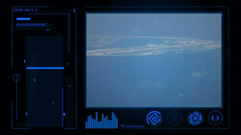HUD. Intelligent concept of wireless communication network and crew cabin. 4k Stock Footage 94070177