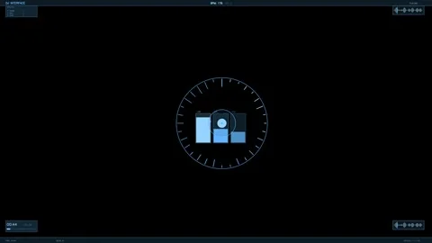 HUD interface animation displays various elements and controls in a dark se.. Stock Footage 328273591