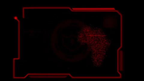 Hud interface animation with red shield icon. Hud interface africa security.. Stock Footage 337132239