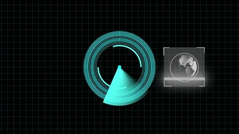 Hud interface animation with rotating dial. Hud interface cyan futuristic e.. Stock Footage 337619108