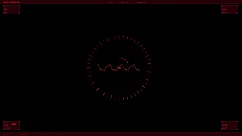 Hud interface animation showing sound wave patterns on a dark background fo.. Stock Footage 328435391