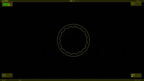 HUD interface animation shows circular pattern with countdown timer in dark.. Stock Footage 328273891