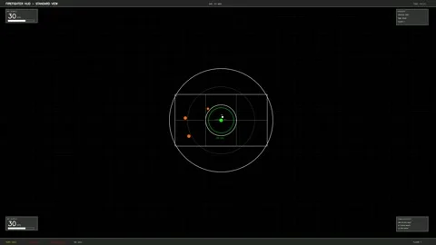 HUD interface animation shows radar and target details in a standard view f.. Stock Footage 328272941
