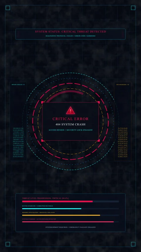 Hud interface animation with tech dashboard and warning elements Stock Footage 346643426