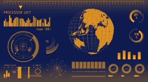 HUD interface Blue orange Stock Footage 54440945