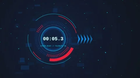 Hud interface countdown timer with digital elements displaying tech data an.. Stock Footage 340654826