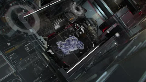 Hud interface with data of skull motorcycle and airplane elements Stock Footage 302472340