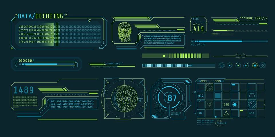 HUD interface design for decoding big data. Illustration