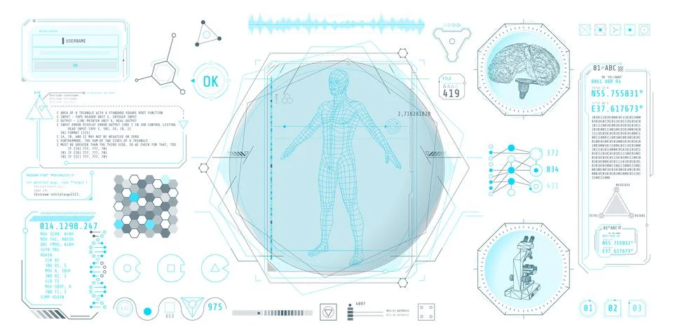 HUD interface design for decoding big data. イラスト素材