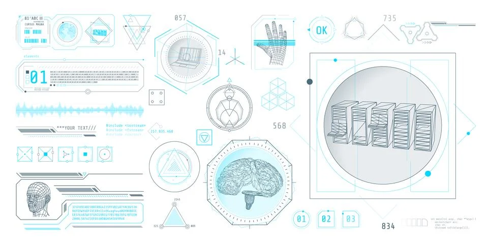 HUD interface design for decoding big data. Stockillustratie
