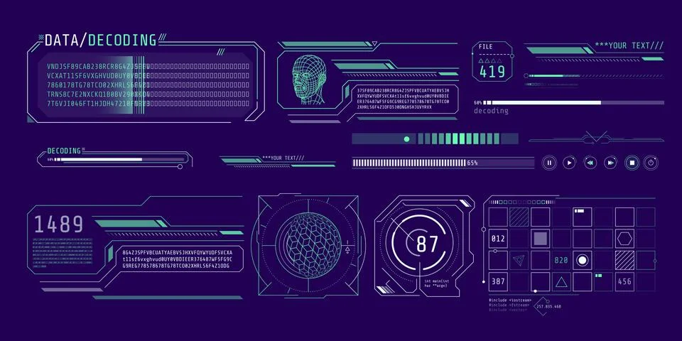 HUD interface design for decoding big data. Stock Illustration