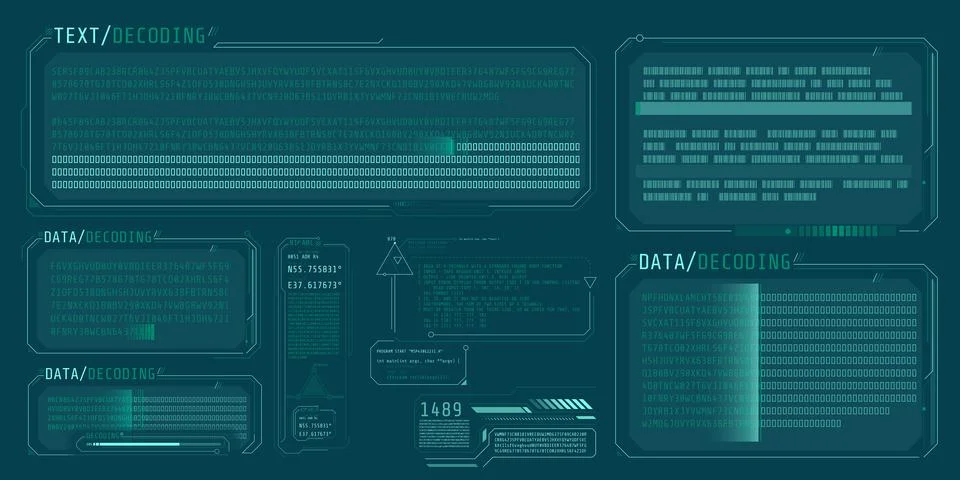 HUD interface design for decoding big data. 스톡 일러스트
