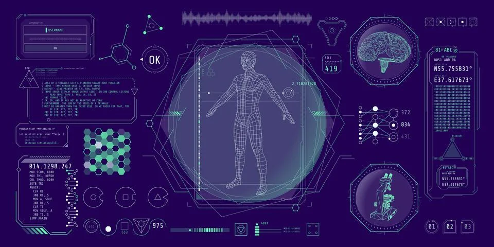 HUD interface design for decoding big data. Illustration