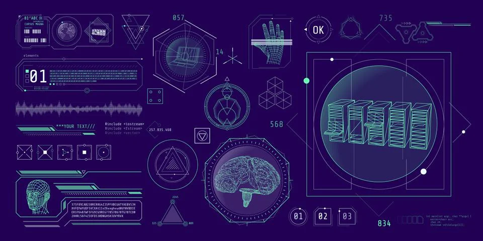 HUD interface design for decoding big data. Illustration