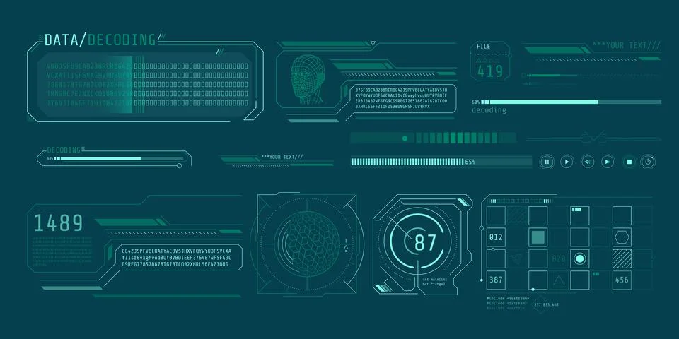 HUD interface design for decoding big data. Illustration