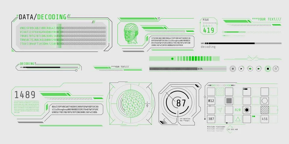 HUD interface design for decoding big data. 스톡 일러스트