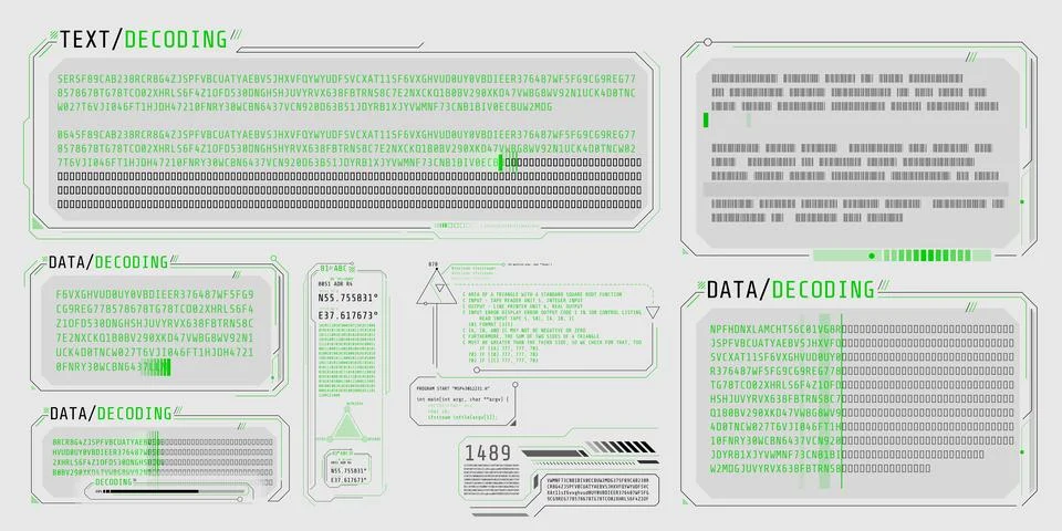 HUD interface design for decoding big data. Stock Illustration