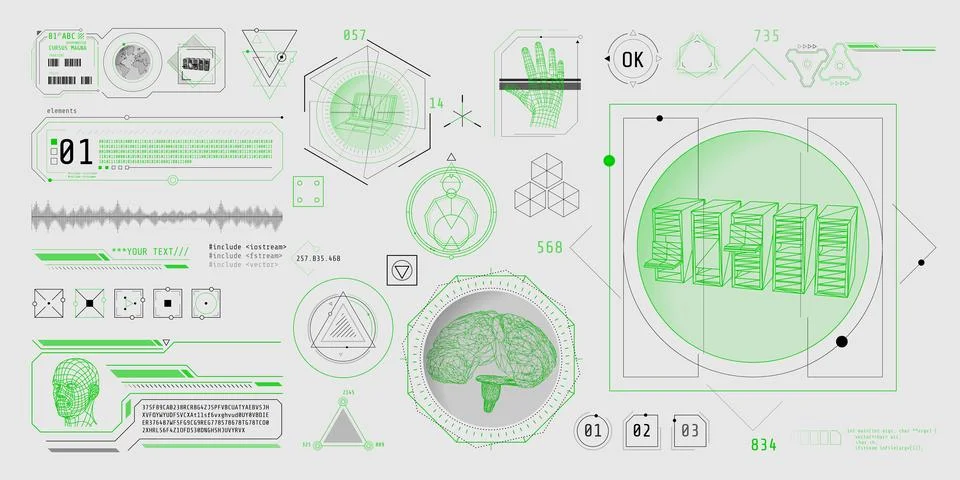 HUD interface design for decoding big data. Stock Illustration