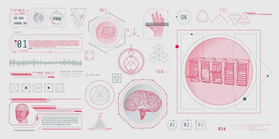 HUD interface design for decoding big data. Stock Illustration