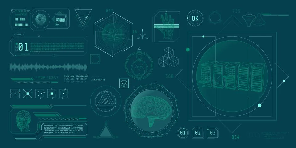 HUD interface design for decoding big data. Illustration