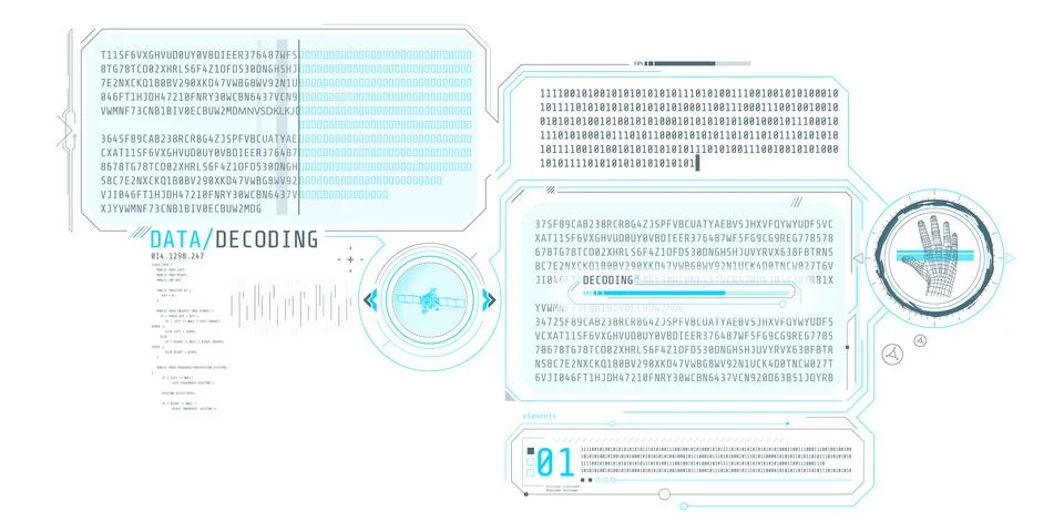 HUD interface design for decoding satellite signals. Illustration