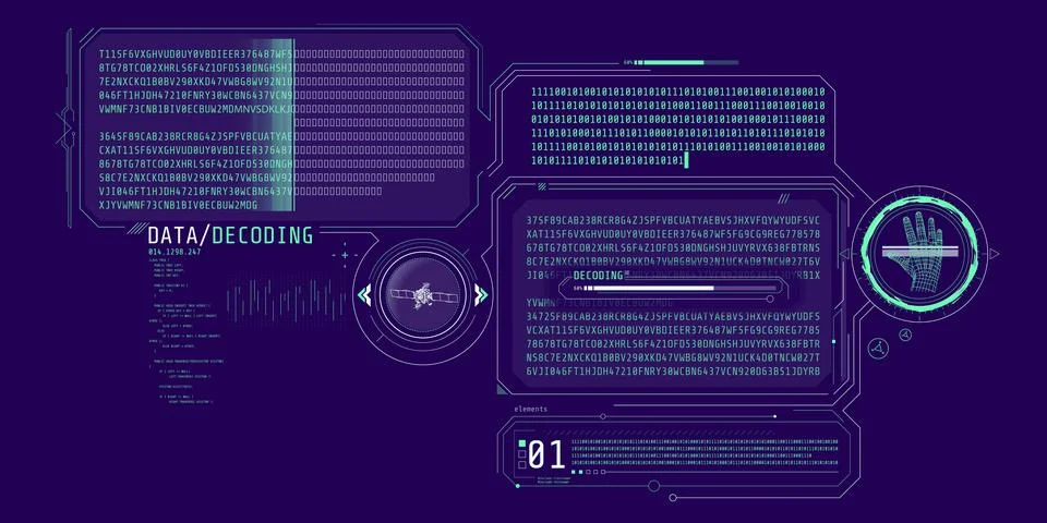 HUD interface design for decoding satellite signals. イラスト素材