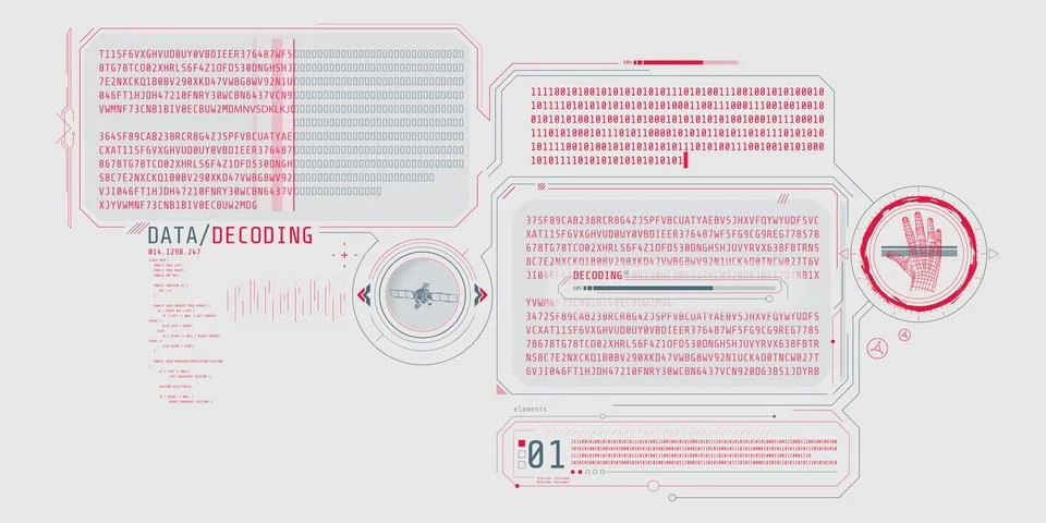 HUD interface design for decoding satellite signals. Illustration