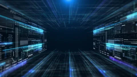 HUD interface digital panel technology areal fly through 4K motion. Stock Footage 253070635