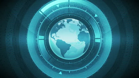 Hud Interface with Globe Planet Earth Animation. Technology Futuristic Stock-Footage 115087310