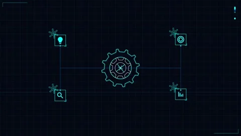 HUD Interface with Interconnected Business Process Gears Видео 344033353