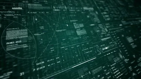 HUD interface monitor data, programming text. User Interface display.2GFX Stock Footage 262068541