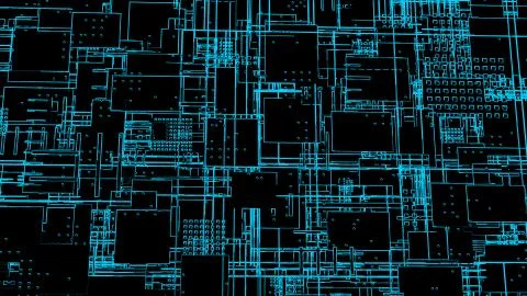 HUD interface with neon effect, 3d render background with digital integrated  스톡 일러스트