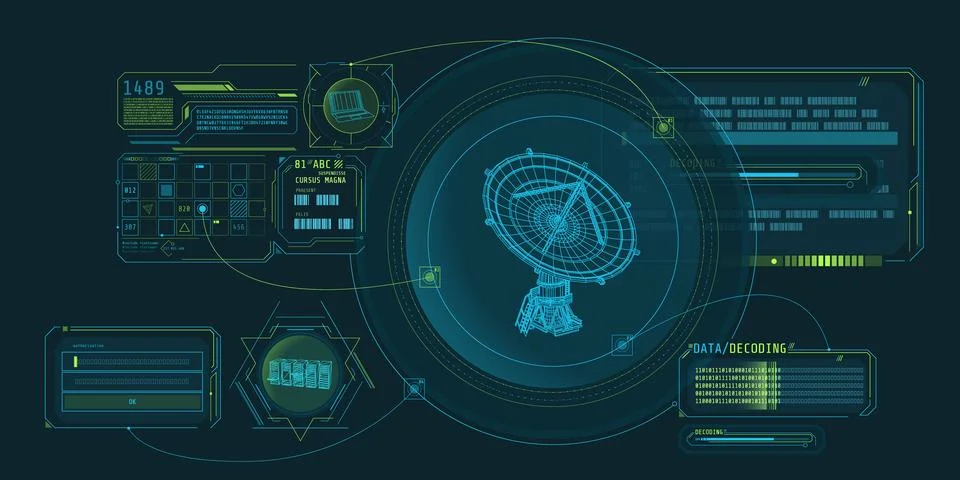 HUD interface for processing and storing radio telescope data. Illustration