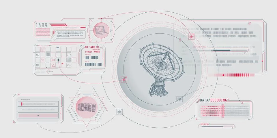 HUD interface for processing and storing radio telescope data. Illustration