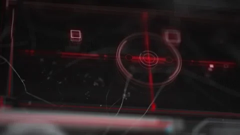 HUD interface with red targeting system for sci-fi concept Видео 302475963