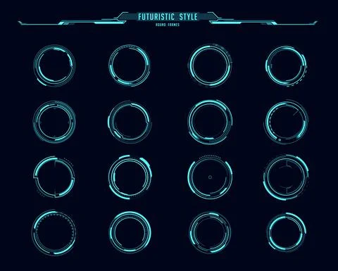 HUD interface round frames or borders, aim control Stock Illustration