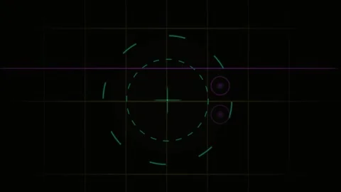 Hud Interface with Scanning Target Circles and Grid Lines for Futuristic Ui.. Stock Footage 343728143