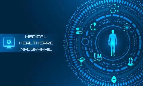 HUD Interface Virtual Future System Health Care. Science Background イラスト素材
