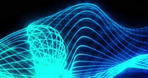 HUD lines in motion. abstract background from particles and dots. High-tech Stock Footage 172378253