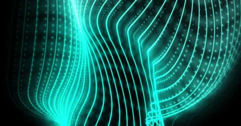 HUD lines in motion. abstract background from particles and dots. High-tech Stock Illustration