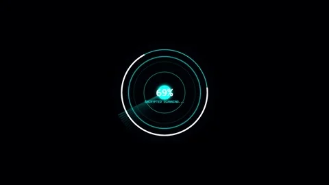 Hud loader circle displaying encrypted scanning progress on black backgroun.. Stock Footage 342431592