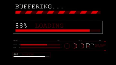 HUD loading and buffering element - progress bar with percentage Stock Footage 243661616