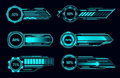 HUD loading bars, SCI FI digital user interface Stock Illustration