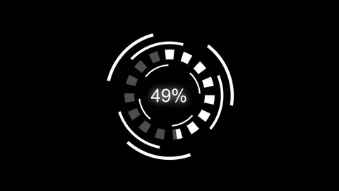 HUD Loading Circle animation displaying percentages from 0 to 100 Stock Footage 320948268